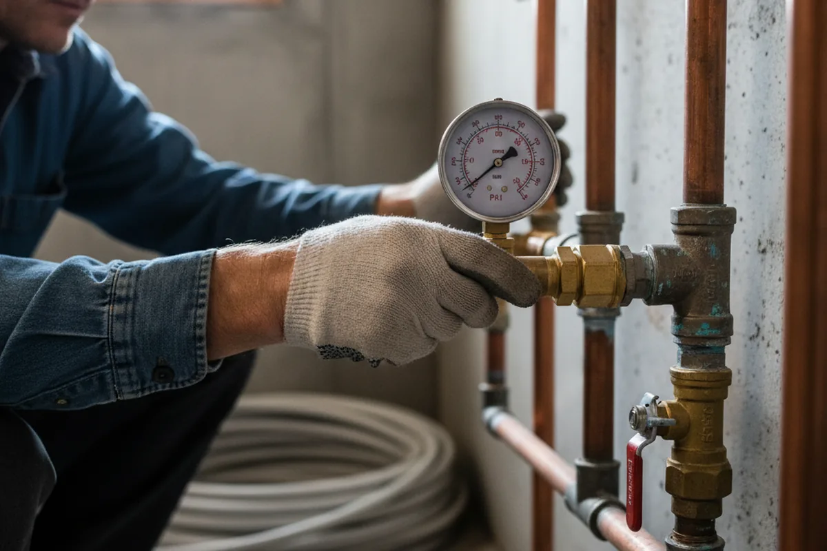 Pressure testing a repaired line during Water Line Repair in West Eaton